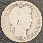 1896-O AG Barber Quarter, 90% SILVER!