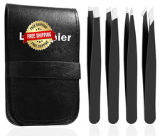 Pinzas de para cejas pinsas juego set cosas para mujeres con estuche inox 4 pcs