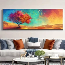 Panoramic Abstract Desert Landscape Painting Canvas Wall Art Home Decor