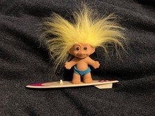 Vintage 1980s Russ Troll surfer doll with yellow hair - see pics