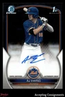 2023 Bowman Chrome Draft Autograph AJ Ewing ROOKIE 1st AUTO METS