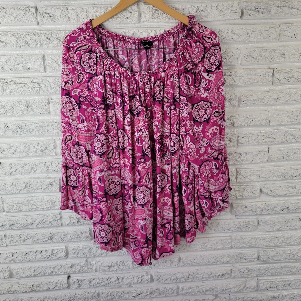 Nouveau Blouse Bell Sleeve Vert Pour Femmes Plus Size - New Directions 1X