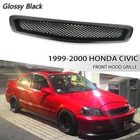 Type-R  Mesh Front Hood Grille Grill Cap For 99-2000 Honda Civic JDM Black Cover