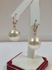 Freshwater Pearl Dangle Earrings Solid 14kt Yellow Gold