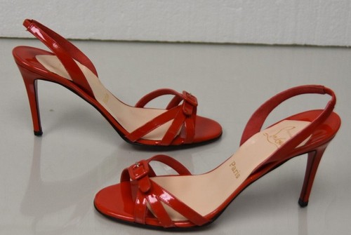 NEW Christian Louboutin BELLA BOUCLE Patent Leather Sandal Slingback Red Shoe 39 - Picture 4 of 8