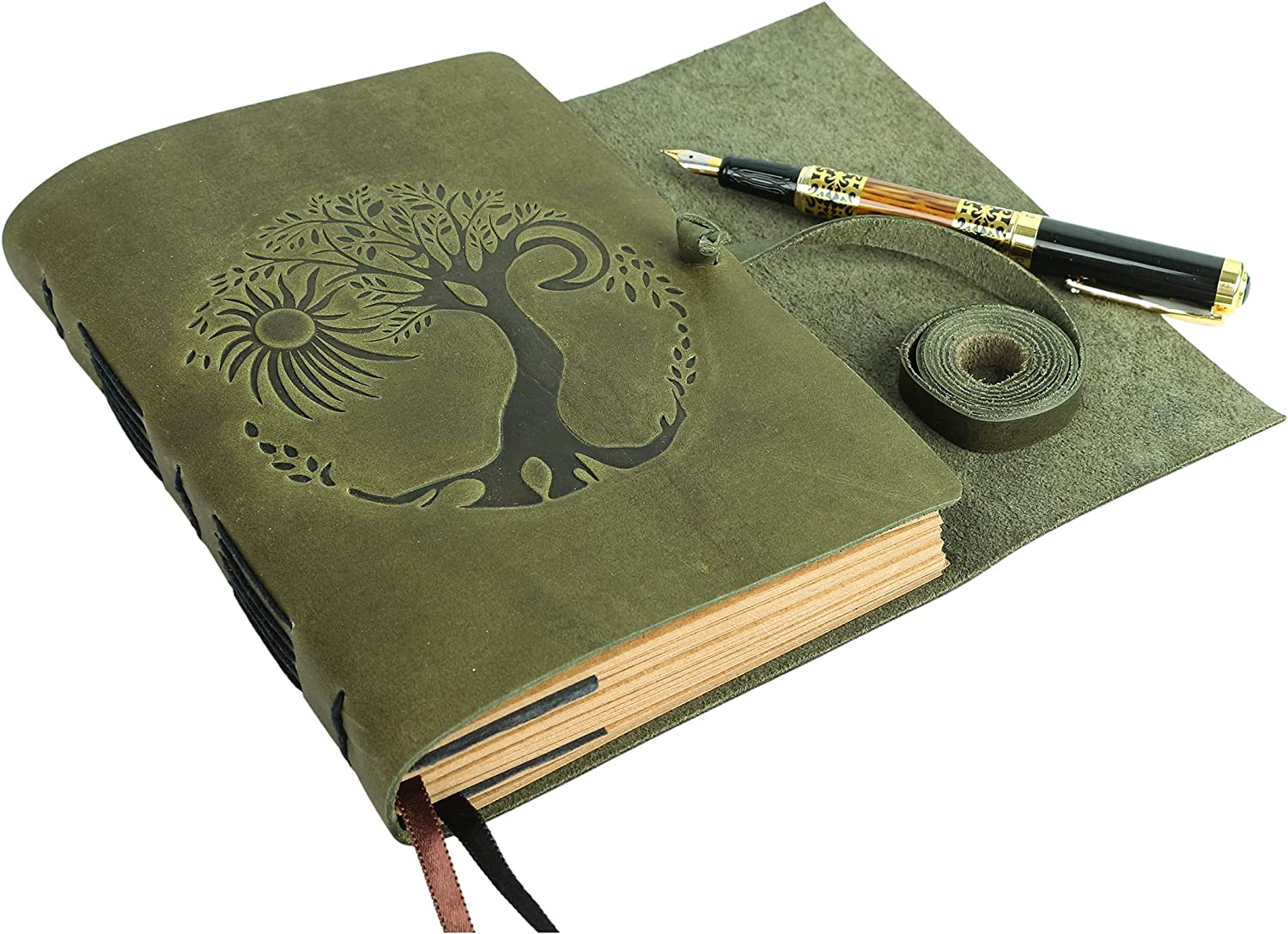 Tre Journal Leather Journal Women and Men Embossed 8 X 6 Inch Handmade Lined Craft ...