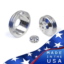 Pontiac Pulley Kit 350 400 428 455 V-Belt Billet Aluminum High Flow Ratio 2V