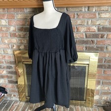 New nasty girl black shirted tie back smock dress size 14 NWT