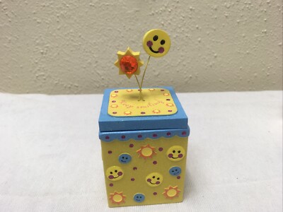Vtg 2004 Claire s Trinket Box Jewelry Ring Holder Happy Face Y2K Gifts Girl#b-4