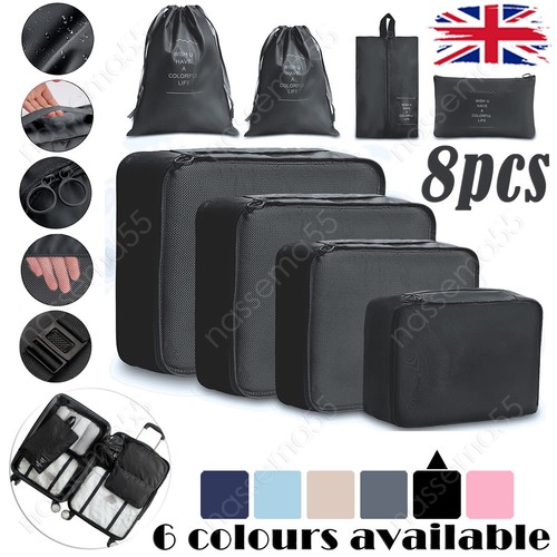 8Pcs Packing Cubes Luggage Storage 