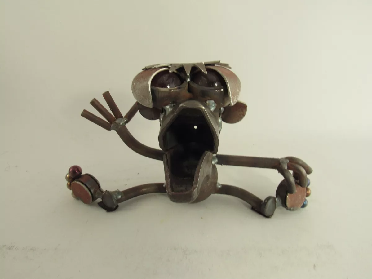 Scrap Metal Sculpture Garden Frog Yard Birds Welded Metal Art eBay