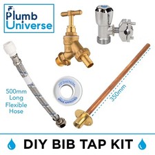 Garden Outdoor DIY Bib Tap Kit Self Cutting  Easy Wall Fit Push-Fit WRAS