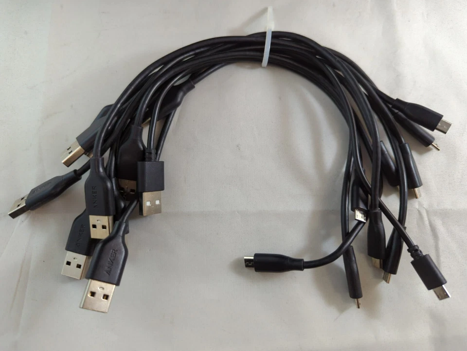 Lote de 10 cables USB a Micro USB Anker de 1 pie | 3 pies | 6 pies - NEGRO/GRIS Foto 4 de 4