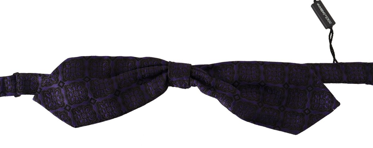DOLCE GABBANA Bow Tie Blue Geometric Silk Adjustable Neck Papillon RRP  $200