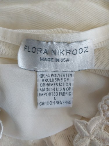 Vtg Flora Nirrooz Large Semi Sheer Lace Mesh Romantic Long Nightgown Chemise NWT - Picture 7 of 9