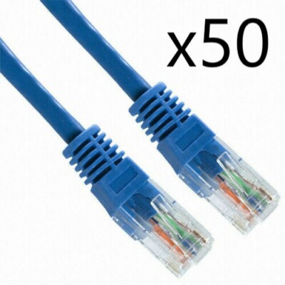 50 Pack Lot - 1ft CAT6 Ethernet Network LAN Router Patch Cable Cord Wire Blue
