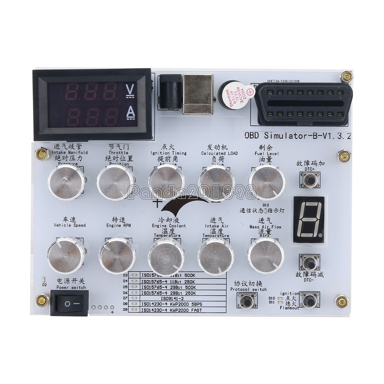 Automotive ECU Simulator OBD Simulator Kit for Passenger Cars ELM327