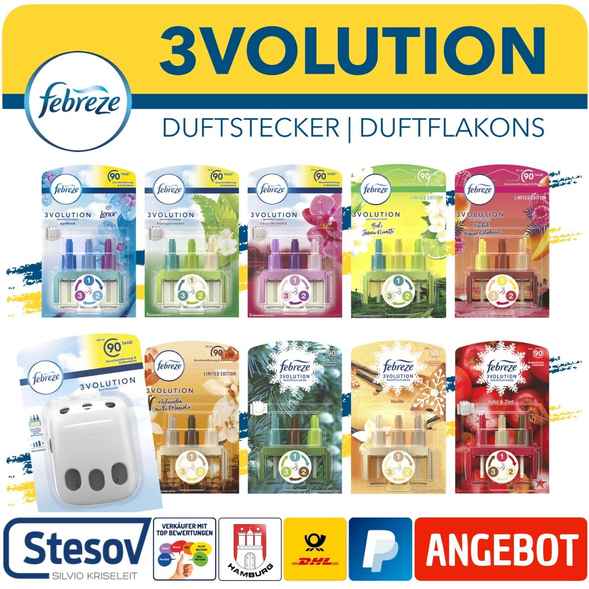 3Volution Duftstecker Lufterfrischer Febreze Nachfüller viele Düfte