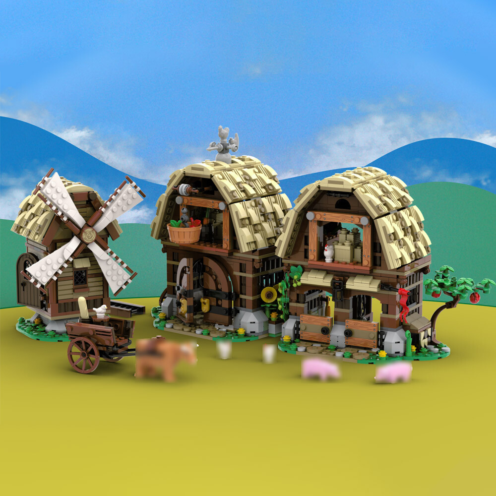 MOC-162111 Edificio modular: Mill Village para castillo medieval 1728 piezas