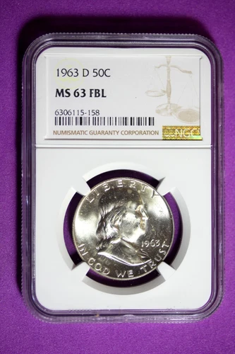 1963 D NGC MS63 FBL Franklin Half Dollar #B33152