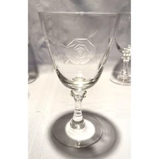 Set of 7 Crystal Rose Etched Iced Tea Glasses Cut Glass Stem Bubbles Vintage