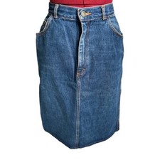 Vintage Gitano Size 12 100 Cotton 90s Y2K Midi Denim Skirt Made in Brazil