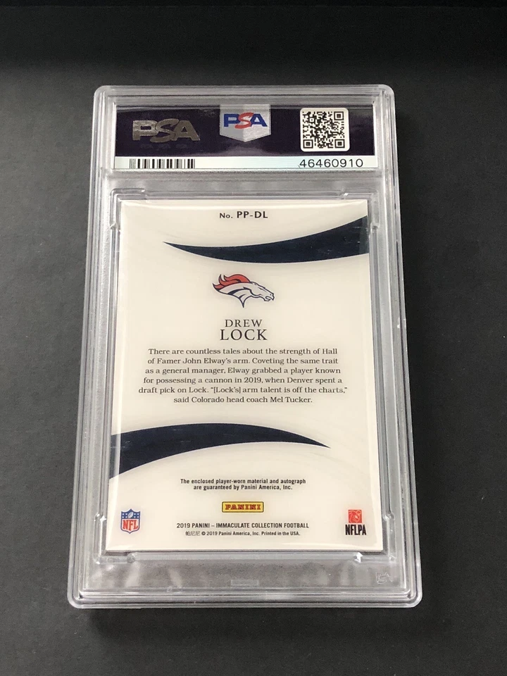 Drew Lock 2019 Immaculate Rookie Premium Patch Auto RPA #23/99 PSA 9 Broncos RC - Image 2 of 2