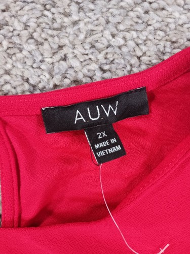 AUW Womens Short Sleeve Shirt 2X Red Polyester Spandex NWOT - Picture 7 of 13