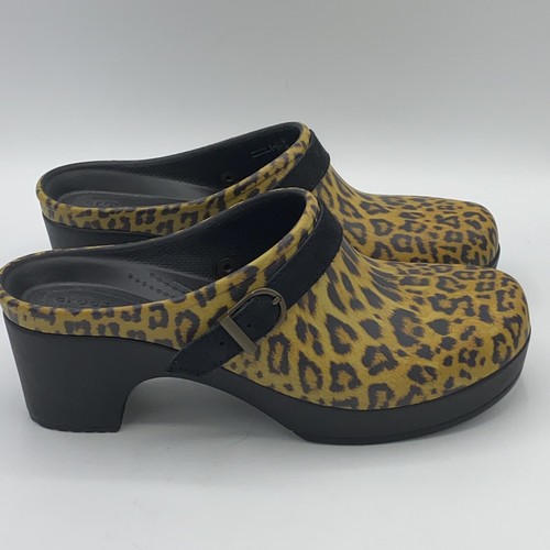 leopard strap crocs
