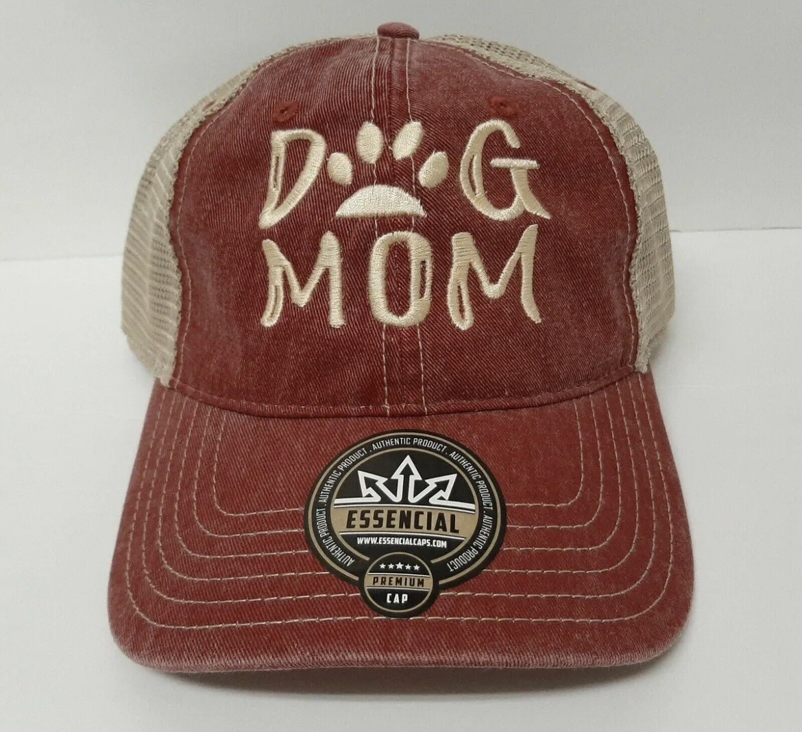 Dog Mom Embroidered Hat Cap Snapback Mesh Rust Red Cotton Front eBay