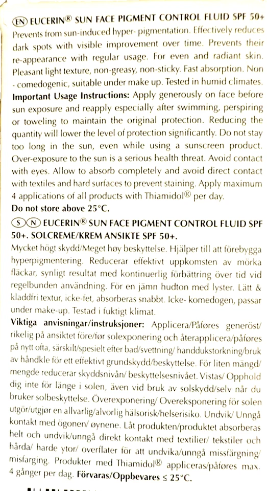 EUCERIN SUN FLUID CONTROL DE PIGMENTOS SPF50 + 50ML Exp. Fecha: 04/2028 Foto 2 de 4