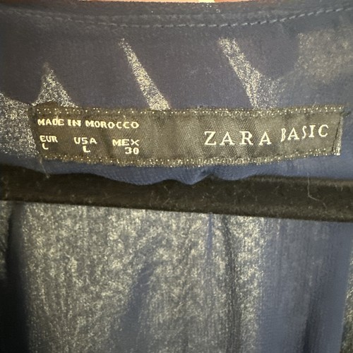 Zara Mini Dress Navy Blue Women's Large Ruffle - Picture 4 of 10