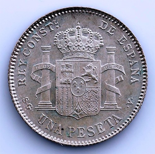 SC-Spain-Alfonso XIII. 1 Peseta 1899*18-99. Madrid. SC-/UNC-. Plata 5 g. - Imagen 2 de 2