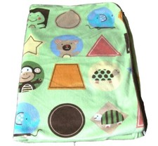 Circo Green Shapes Animals Plush Sherpa Baby Blanket Monkey Elephant Turtle