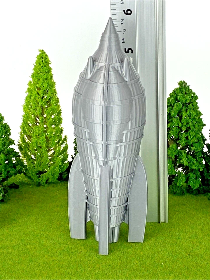 Nave espacial Flash Gordon - Foguete de 6" de altura impresso em 3D para exibição de diorama - Imagem 3 de 4