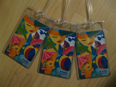 Delta Express Airlines Luggage Tags - Vintage DAL DL Air Lines Coca Cola Set (3)