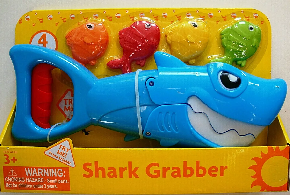 SHARK GRABBER KIDS BATH TIME TOY,BATHTUB FISH CATCHING GAME,W/ 4 FISH,AGE  3+,NEW