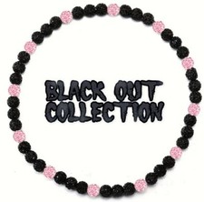 Iced Crystal Rhinestone Disco Ball Beaded Softball Baseball Necklace Black Pink