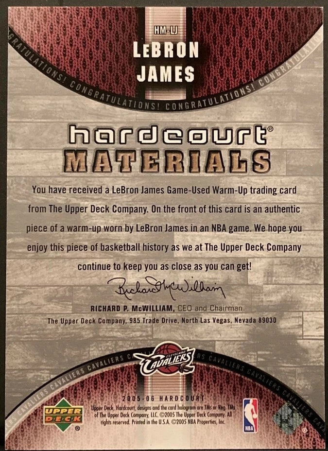 2005-06 Upper Deck Hard Court Materials Lebron James Jersey #HM-LJ - Image 2 of 2
