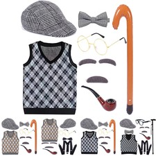 Opa Kostüm-Set – Komplettes Verkleidungsset Mit Hut, Brille, Bart & Taschenuhr Für Halloween & Parties | 9-teilig