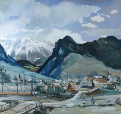 Igo Pötsch (1884 1943) Blick auf Kapellen (Neuberg a.d.Mürz) Steiermark sign.dat