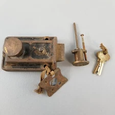 Keil Metal Lock Set w/Keys Home Safety Hardware Vintage Architectural Salvage