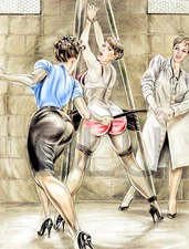 Locked up! Discipline Spanking Illustration 14 x 11"  Photo Print