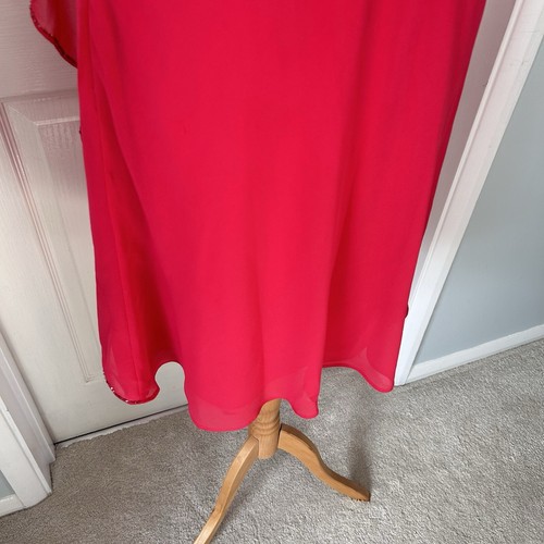 Monsoon Shift Dress UK 10 Sorbet Pink Beaded Neckline Chiffon Layer Party - Picture 11 of 16