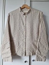 Poetry Jacket Beige Hemp Cotton Blend Lightweight Button Down Women's Size 16