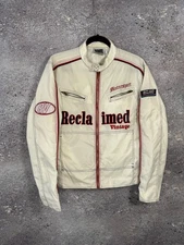 Reclaimed Vintage Biker Jacket Nylon White Men's XS Size