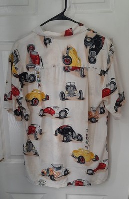 Vintage Paradise Found Gr. S Hawaii Roadster Cars Kurzarm Viskose Shirt
