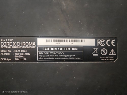 Razer Core X Chroma eGPU Enclosure w/700 Watt psu (internal) and power cable - Bild 4 von 4