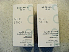 Lot of 2 BEEKMAN 1802 Milk Stick Invisible Deodorant Aluminum Free 2.5oz/75g