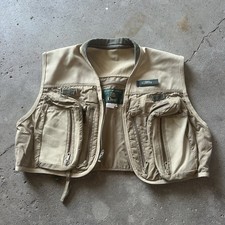 Gilet da pesca a mosca Orvis vintage da uomo taglia M kaki outdoor utility full zip made in USA